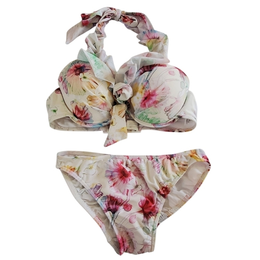 2303 * Rebecca Taylor Floral Bikini Set White Pink Size 9M